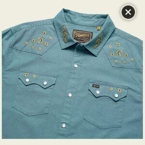 NWT Howler Brothers Crosscut Deluxe Snapshirt - Teal Oxford : Noche de Paz (XL)